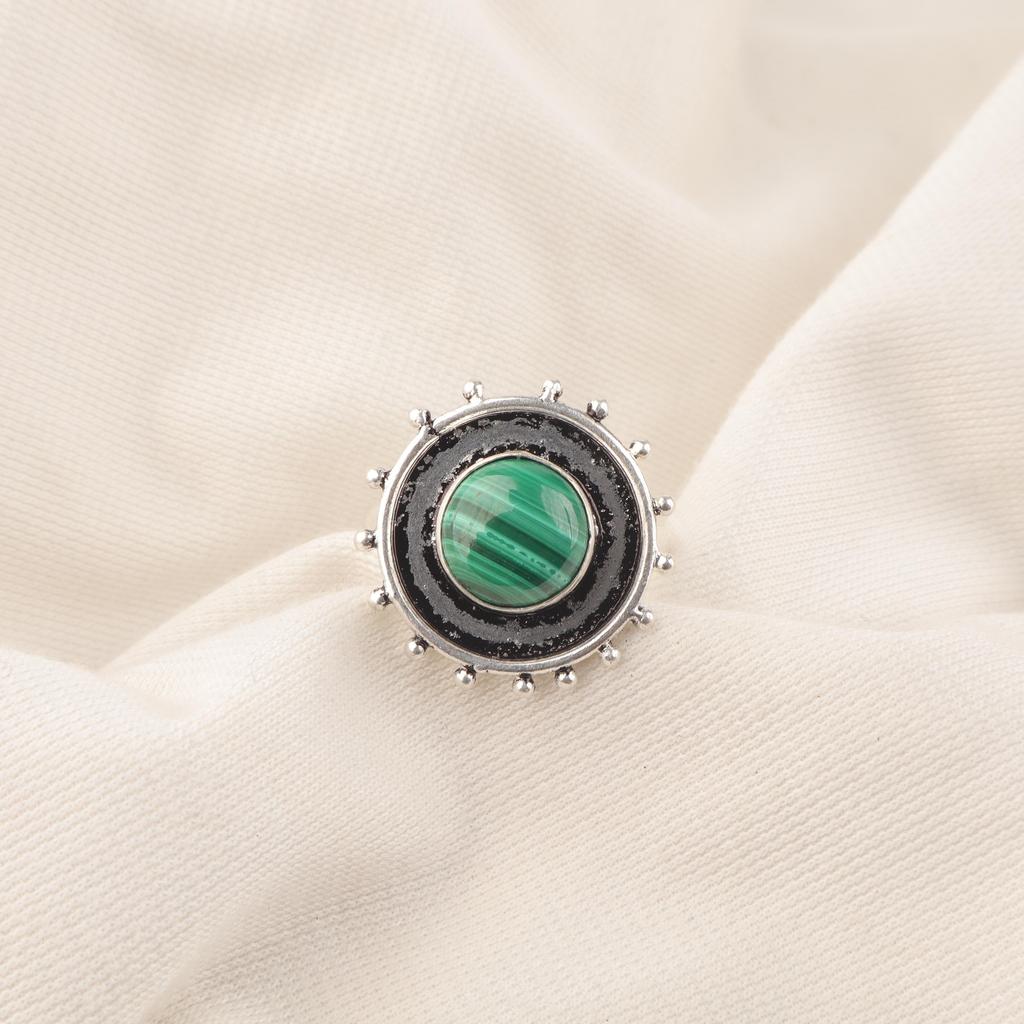 Malachite Gemstone Ring Jewelry, 925 Solid Sterling Silver Ring Jewelry, Handmade Artisan Ring Jewelry For Wedding Gift