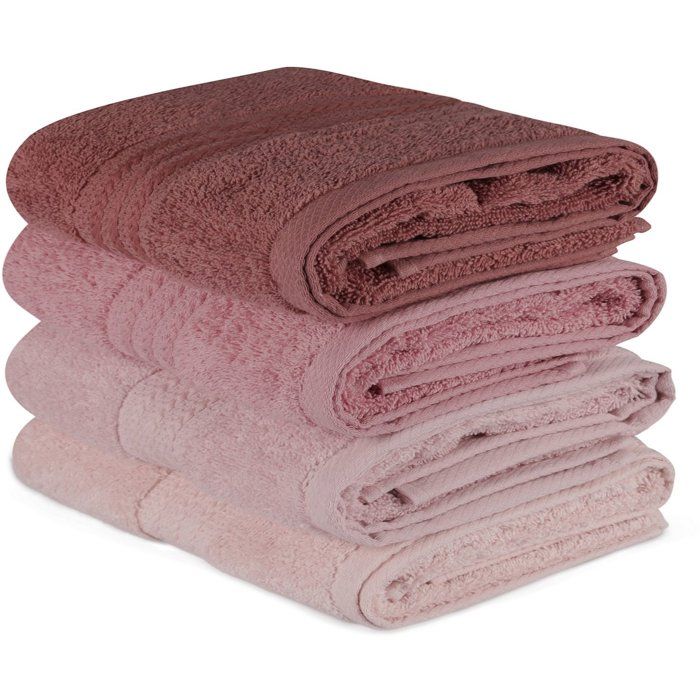 Set of 4 Hand Towels - 50 X 90 Cm - Powder