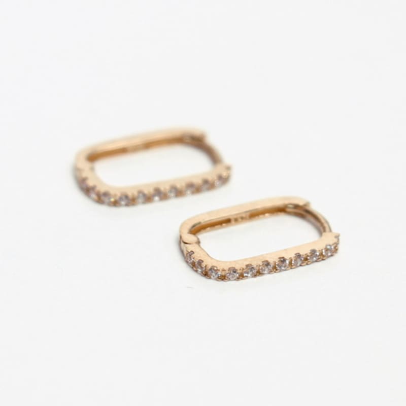 Less Is More 14K Gold Rectangle One-touch Earring