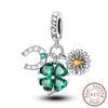 Charms Original Copper Green Lucky Pendant Four-Leaf Clover Beads Fit Bracelet Women Jewelry Diy Gift Accessory