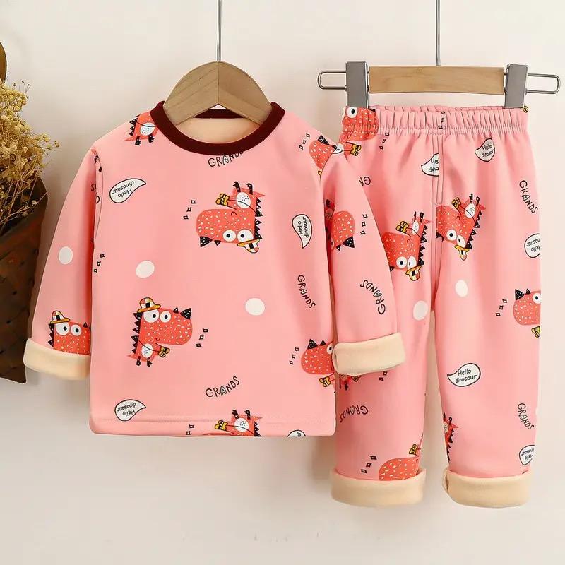 Children Padded Underwear Sets Autumn and Winter Long-Sleeved Autumn Clothes and Trousers Warm Boys and Girls Home Clothing