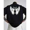 T-shirt Oversize con Stampa Ali d'Angelo per Uomo Streetwear Gotico Scuro Hip Hop T-shirt Casual