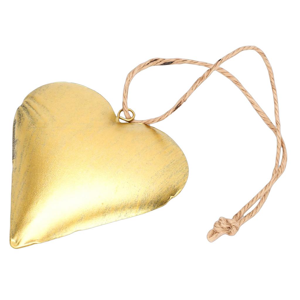 Decorazione a Forma di Cuore 3D in Metallo Ottone Vintage Ornamento da Appendere Decorazione per San Valentino Arte da Parete con Corda per Casa Interno Esterno 10x10cm
