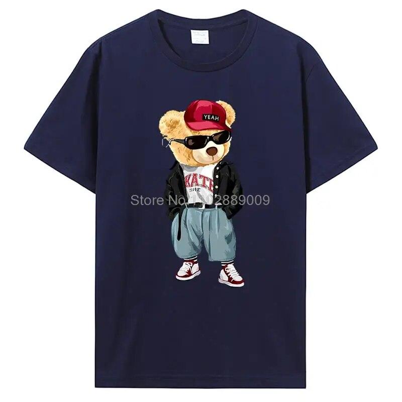 Herrmode Teddybjörn T-shirt Ren bomull Toppar T-shirt Roliga unisex-tröjor Sommar Oversized kvinnlig T-shirt Harajuku Streetwear