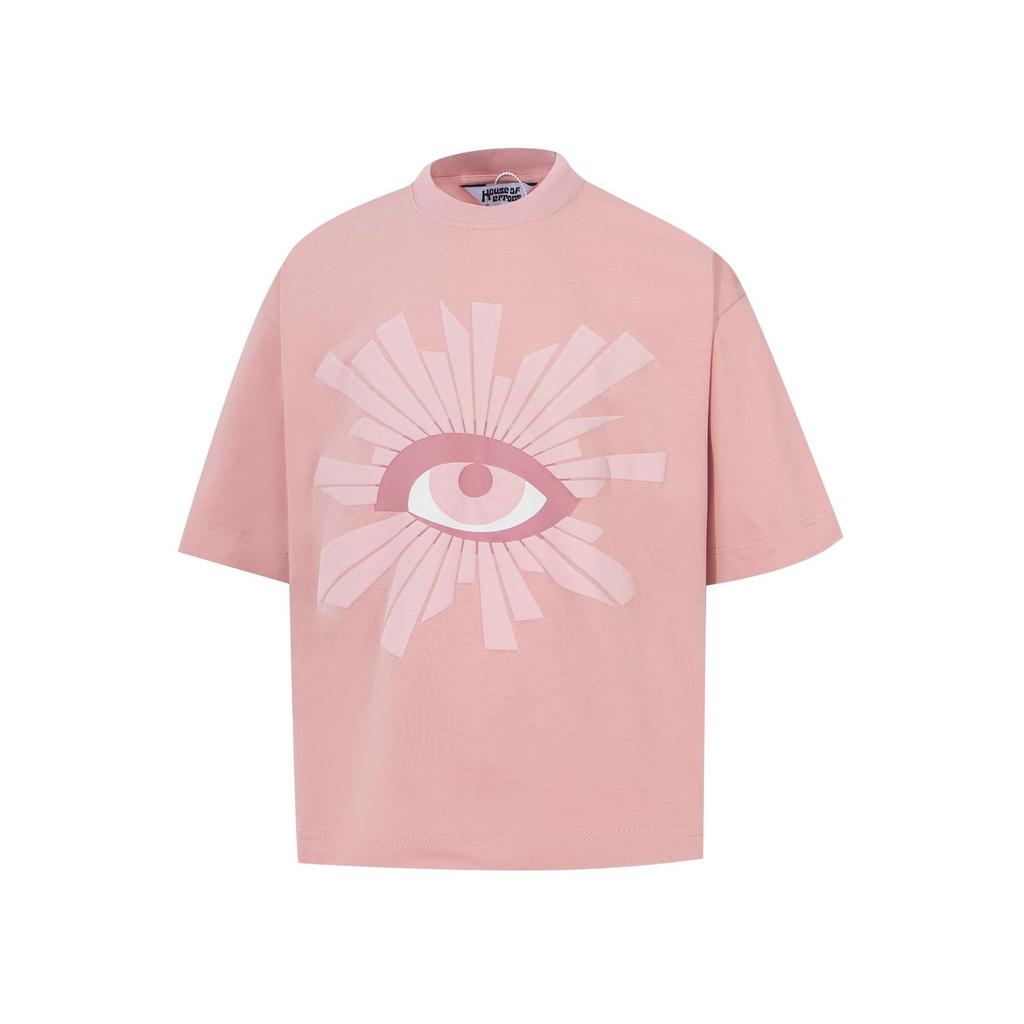 Cross-border trendy brand HOUSE & ERRORS Eye of Truth Letter Pattern Printed Short Sleeve T-Shirt Men's and Women's High Street Half Sleeve