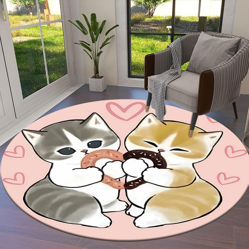 Mofusand Round Area Rug,Carpet Rug for Living Room Bedroom Sofa Playroom Decor,Non-slip Floor Mat