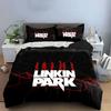 Siluetas, texto "Linkin Park". Juegos de cama Juegos de fundas nórdicas Fundas nórdicas Fundas de almohada(1 * Funda de edredón 2 * Fundas de almohada sin relleno de edredón)