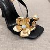 2024 Sommer Stiletto Knöchelriemen Metallblumen Sandalen