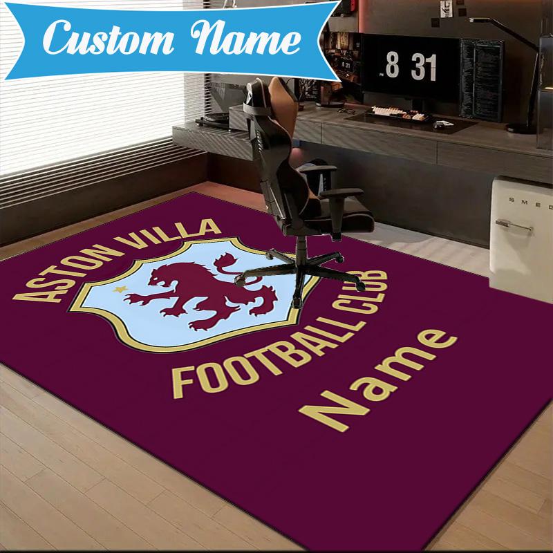 Custom Name Aston-Villa Pride Rug Game Carpet, Floor Mat for Bedroom Living Room Entryway Rug, Home Decor Idea Gift for Christmas birthday