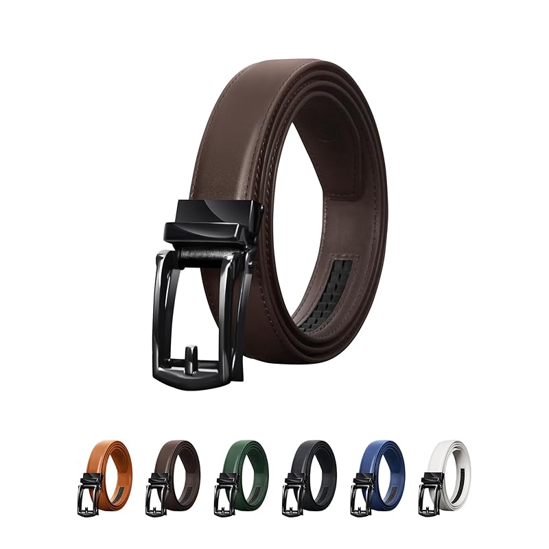 

[Alivern] belt men s casual stepless adjustment No hole auto lock type size adjustable High durability gentleman belt business leather 75~125cm easy