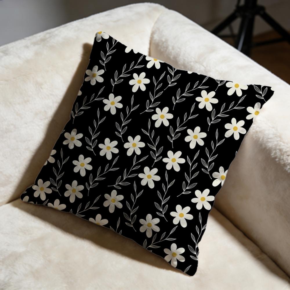 Daisy Flowers Cushion Cover Soft Decorative Pillow Case Suitable for Bedroom Sofa Car Travel Use