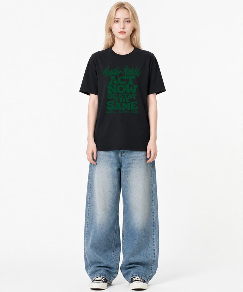 MONSTER REPUBLIC Act Now Deep Green T-Shirt Black 9156