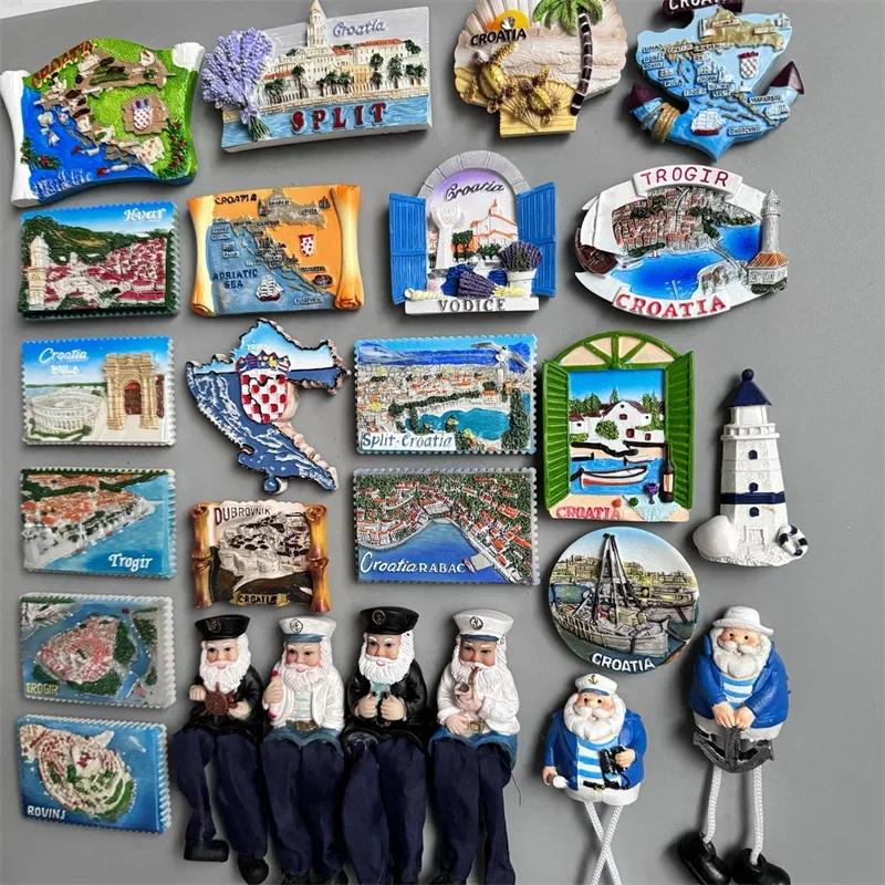 Μαγνήτης ψυγείου Croacia Τουριστικό σουβενίρ Kroatie Mediterranean Split Trogir Hvar Trogir Μαγνητικά αυτοκόλλητα ψυγείου Χάρτης της Κροατίας