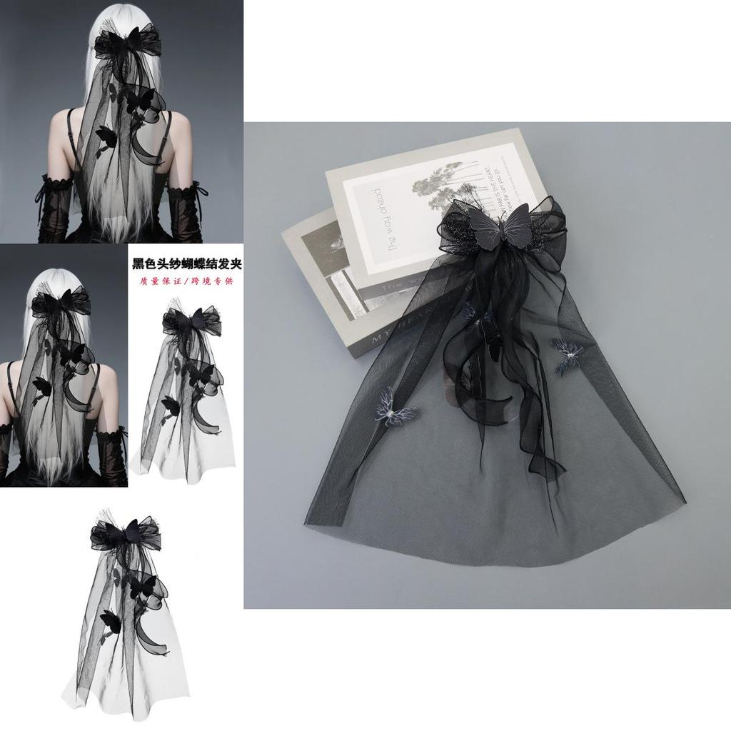 Dark Themed Butterfly Hair Clip With Mask And Diy Features For Halloween Parties