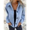 BFCCQB Jaquetas e casacos femininos vintage casual cor sólida estampa outono inverno manga comprida gola polo