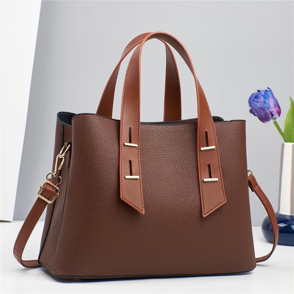 Versatile handbag Fashion temperament Crossbody bag Lychee pattern mother bag Daily commuter shoulder bag