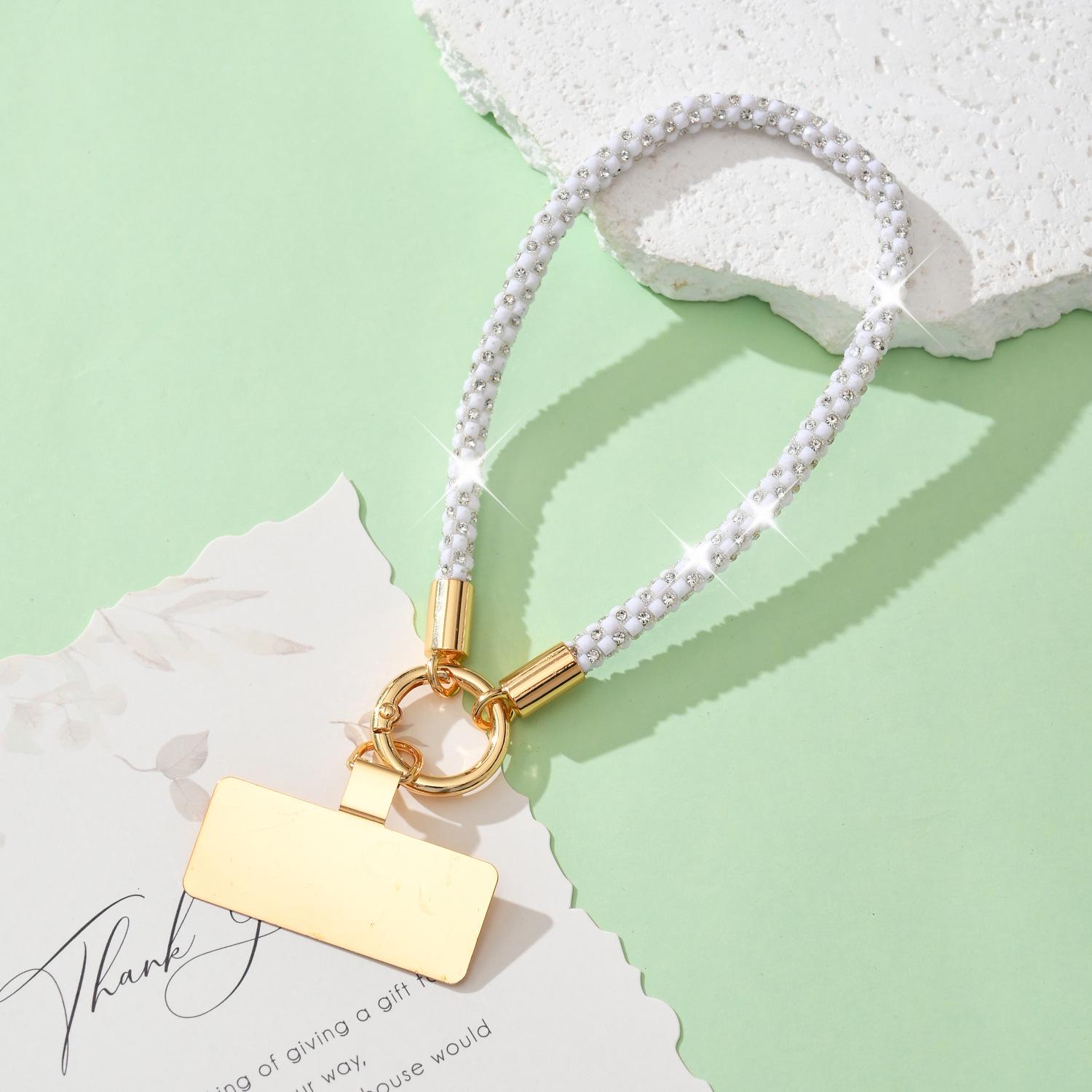 

Страз Шарм для Мобильного Телефона с Золотой Фурнитурой Шнурок - Блестящий Аксессуар на Запястье для Женщин