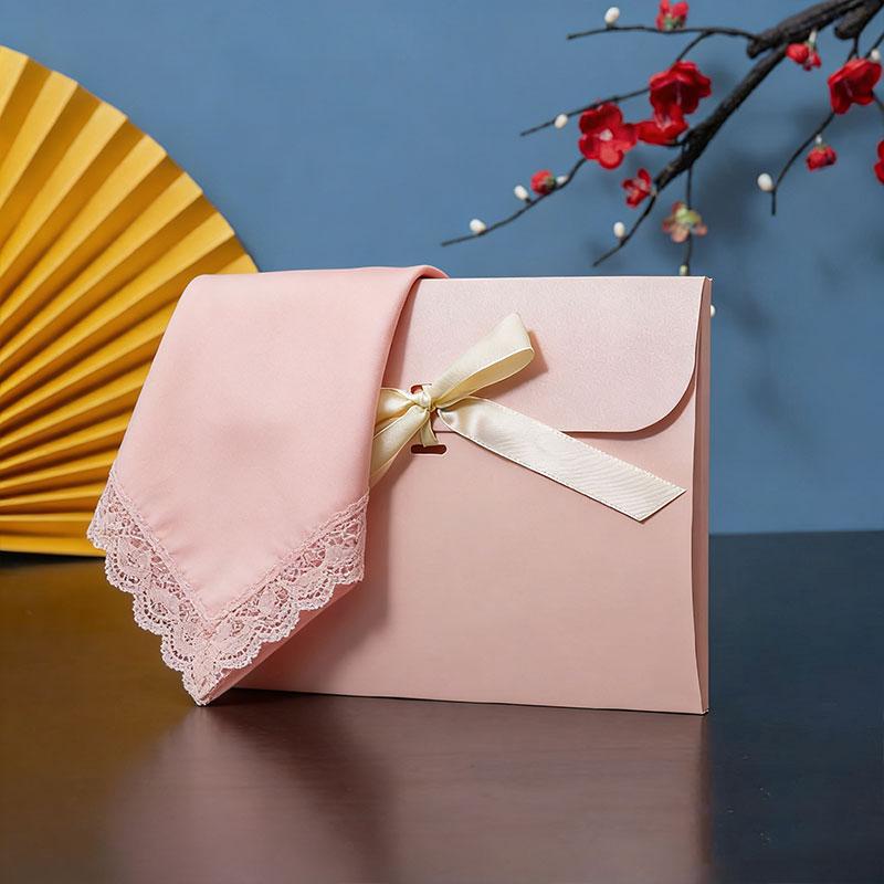 1Pc Silk Scarf Packaging Gift Wrapping Gift Box Practical Packaging Box Minimalist Envelope-style Pearlescent Paper Ribbon