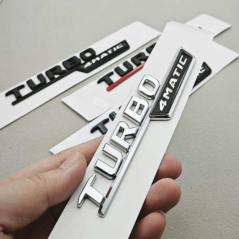 2pcs 3D ABS Chrome Car Letters TURBO 4MATIC Logo Fender Side Badge For Mercedes AMG A35 45 A45S W177 W176 Stickers Accessories
