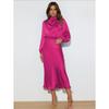 Sommer neues High-End Satin Langarm Promi Temperament Elegantes Damen Abendkleid Kleid