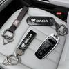 Carbon Fiber Texture Car Logo Key Chain Ring Auto Keychain For Dacia Sandero Stepway Dokker Lodgy Jogger MCV Duster Logan Spring