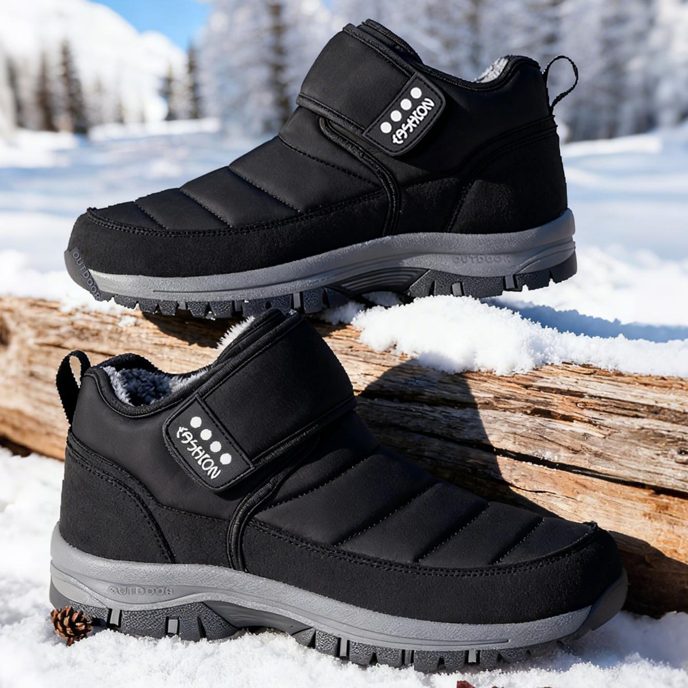 

Super Warm Winter Shoes Men Boots With Fur Plus Size Snow Boots For Unisex Fashion Outdoor Sneakers Women Ankle Boots Commute 38 чёрный