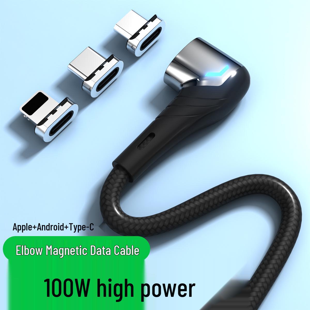 

5A 3-in-1 Magnetic Elbow Charging Cable for Apple, Android, Huawei Devices Magnetic Head