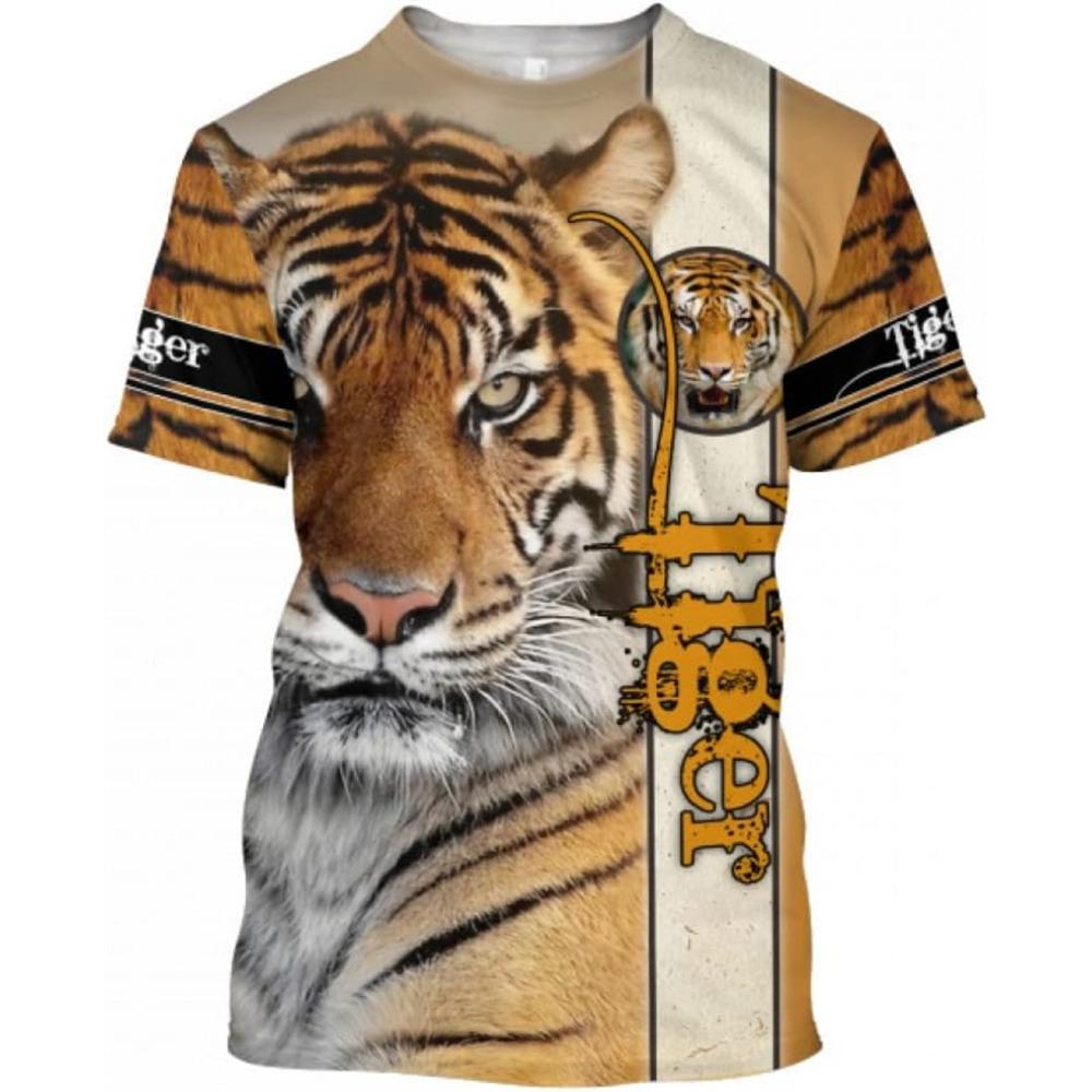 Fashion Tiger 3D Print Summer Fashion Popular T Shirt Casual Men's Street Hip-Hop Short Sleeve T-shirt Harajuku Y2k Loose Top