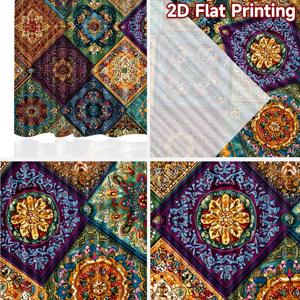 2pcs, 2D FLAT PRINTING Curtains (Without Rod) Mosaic Harmony Holiday Halloween Christmas Printed Curtains Versatile Durable