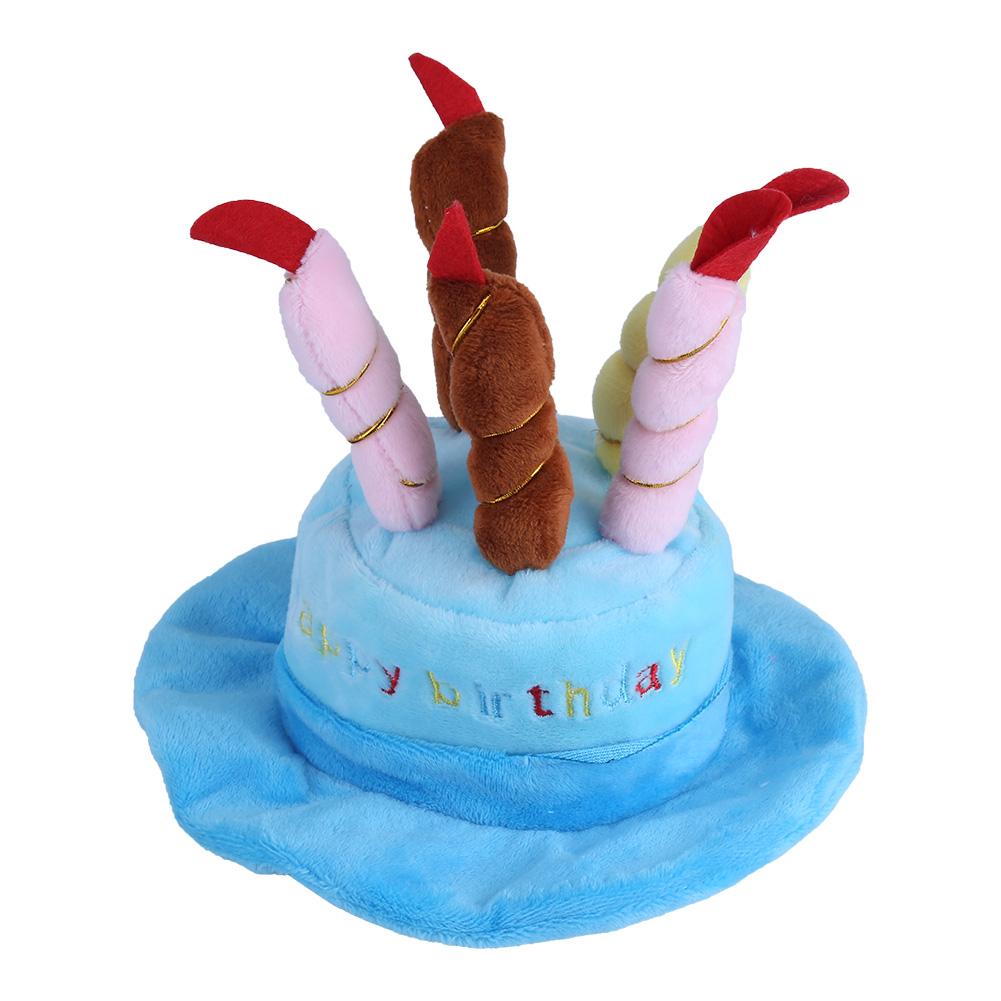 Candles Design Pet Costume Birthday Hats Accessory for Dogs Small Animals Blue