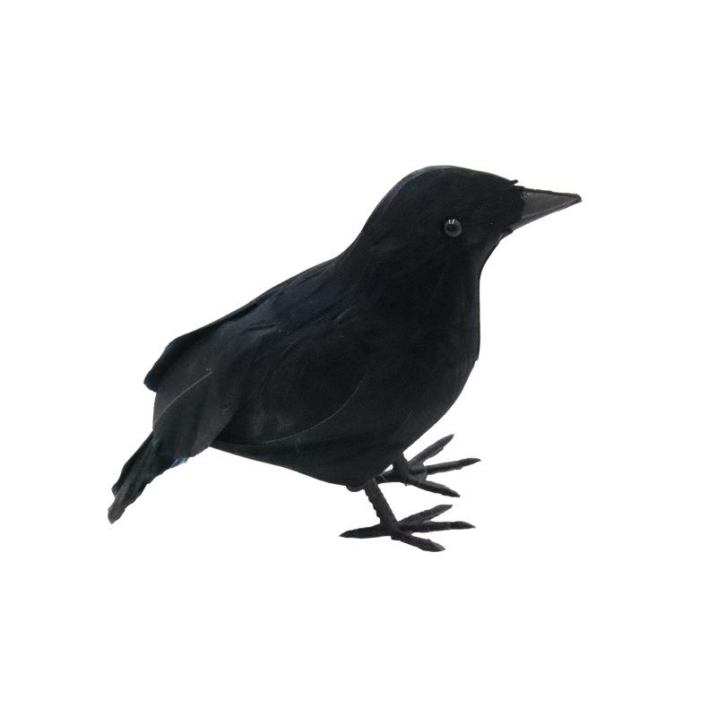 Black Crow Halloween Garden Ornament with Open Mouth for Ghost Festival Simulation