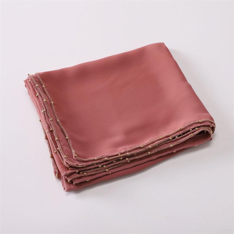 Gold Ball Bubble Chiffon Hijab Ramadan Solid Scarves Necklace Chain Shawls Women Sunscreen Headscarf Outdoor Windproof Head Wrap