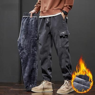 2025 Winter Men's Fleece Warm Casual Pants Jogging Sweatpants Male Pants Loose Streetwear Harem Trousers for Men