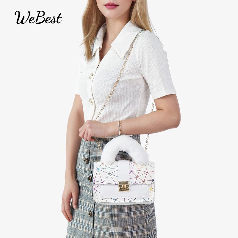 

Plush Quilted Handheld and Crossbody Small Square Bag рожевий