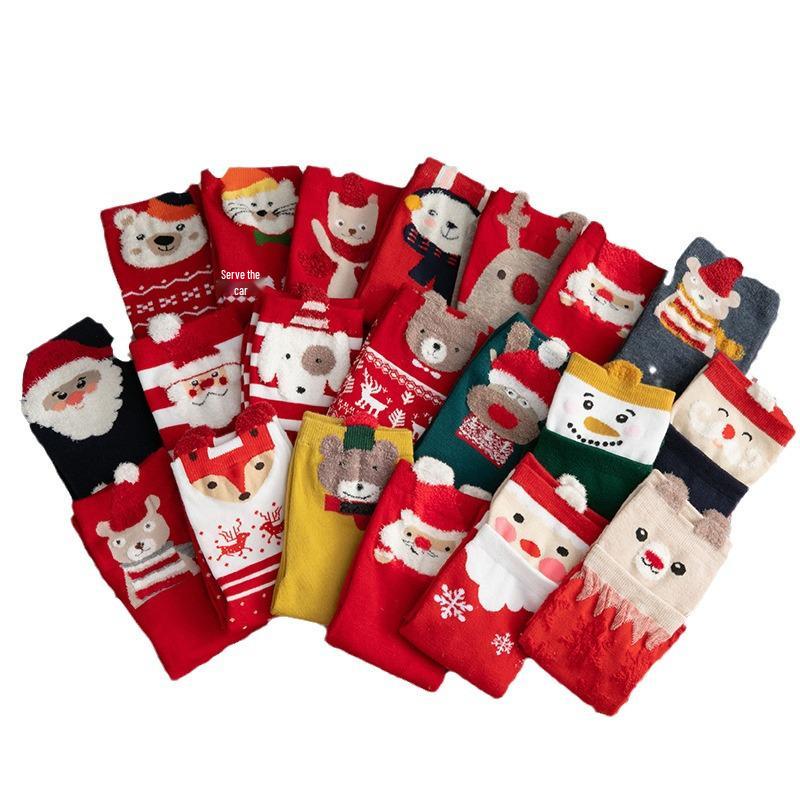 Women's Red Christmas Mid-Tube Socks - Cute Japanese Style Wedding Design