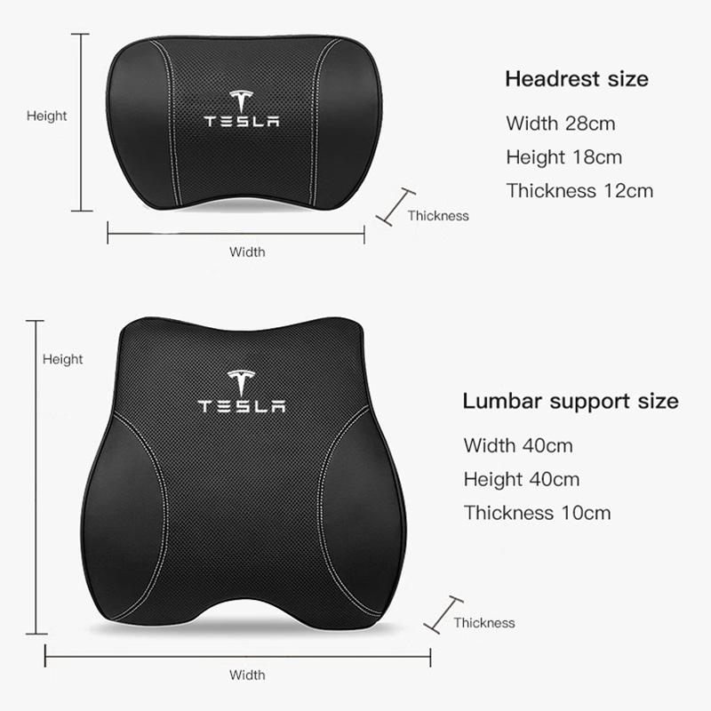 Car Seat Headrest Waist Cushioning Support Auto Neck Pillow For Tesla Model-Y Model-3 Model-X Model-S Cybertruck Roadster SpaceX