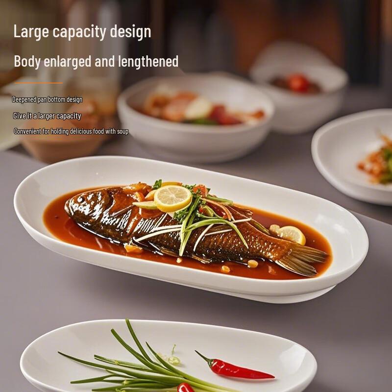 Pure White 12-Inch Deep Ceramic Fish Platter