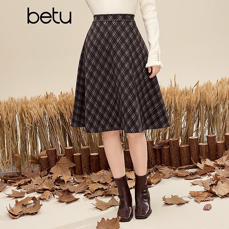BETU Women's 2025 Winter Plaid A-line Skirt