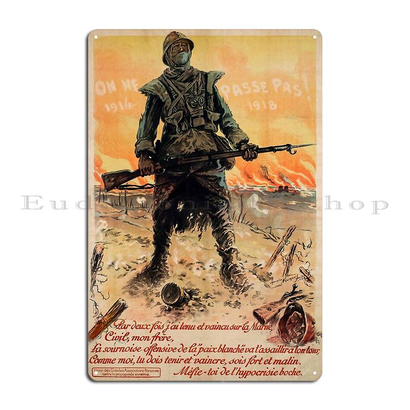 Französische Armee Rekrutierungsplakat 1950er Jahre Man kommt nicht durch Metallschild Designer Wanddeko Dekoration Party Vintage Blechschild Poster