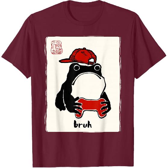 Grumpy Frog Gamer Bruh Ink Painting Japanese Funny Gamer T-Shirt