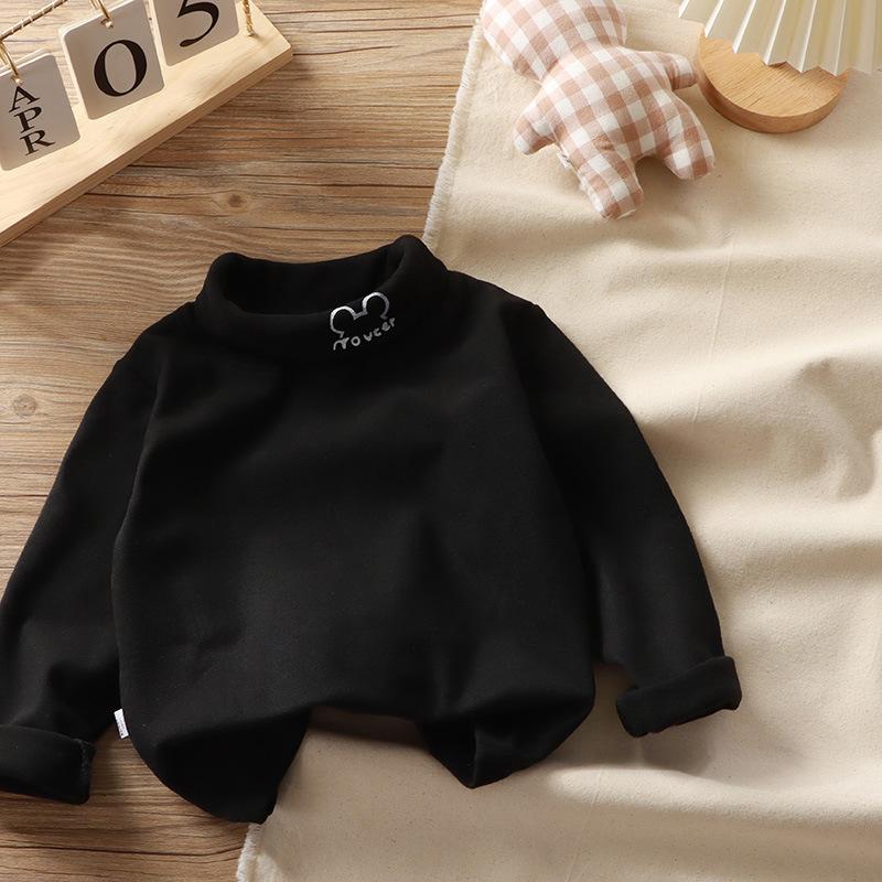 Children's Clothing, German Velvet Boys' Thermal Underwear, Long Sleeved Thick Base Shirt, Single Piece Semi High Neck, Girls' Autumn and Winter