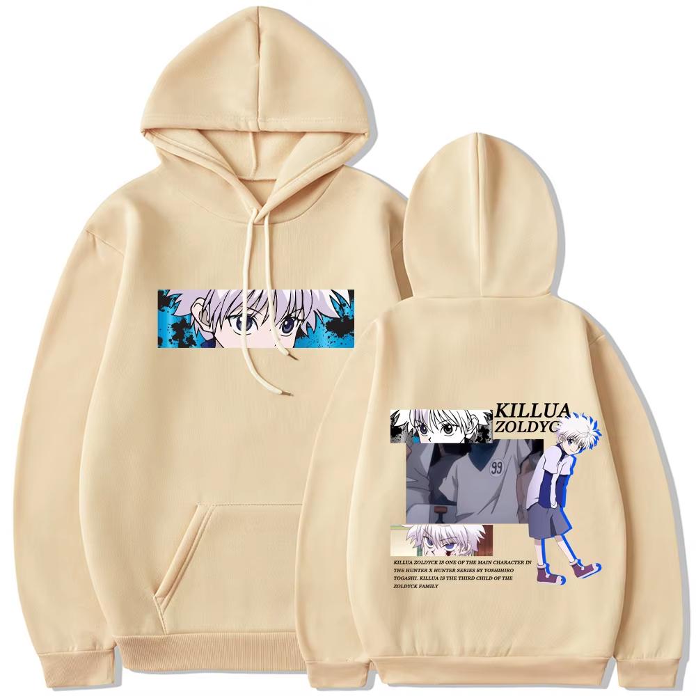 Hot Anime Hunter X Hunter Killua Zoldyck Print Hooded Men Women Manga Hoodies Oversized Casual Streetwear Harajuku Sweatshirt