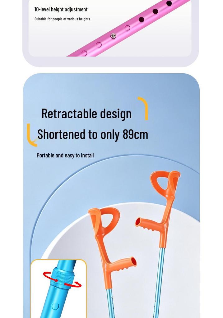 Foldable Non-Slip Double Elbow and Underarm Crutches