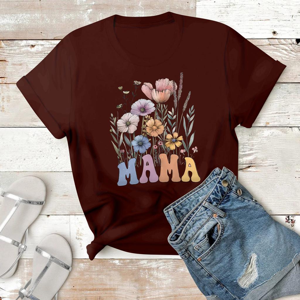 Γυναικείο Καθημερινό Μπλουζάκι με Πρίnt Στρογγυλή Λαιμόκοψη Πουλόβερ Κοντομάνικο Τοπ