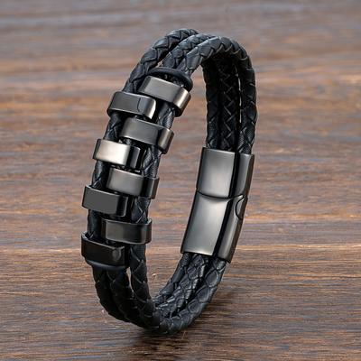 2026 Fashion Men's Versatile Bracelet Leather Woven Multi-layer Leather Bracelet Jewelry Gifts