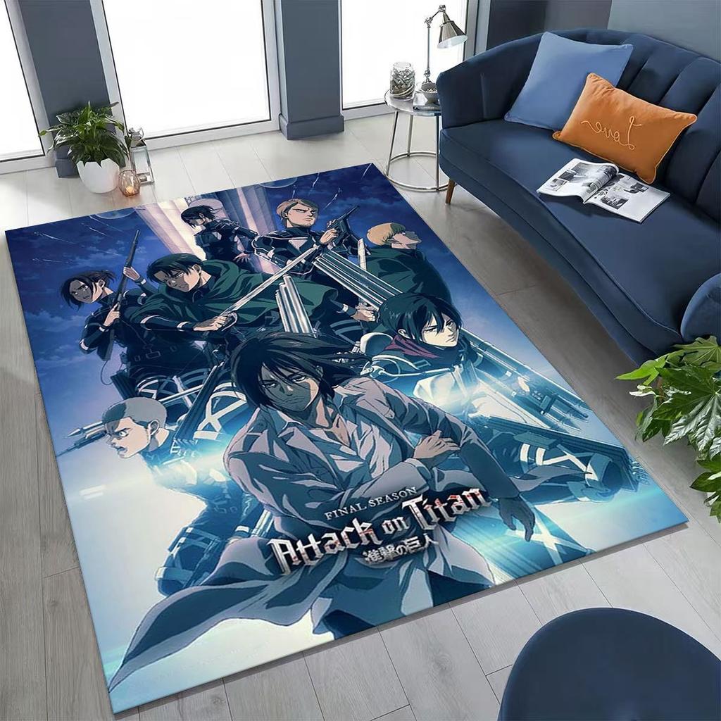 2026 New Anime Attack on Titan Eren Mikasa Cartoon Rug for Bedroom Living Room Sofa Home Doormat Decor,Kids Non-slip Floor Mat