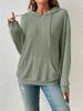 2025 Autumn Women's European American Knit Hooded Ribbed Kangaroo Pocket Hoodie
