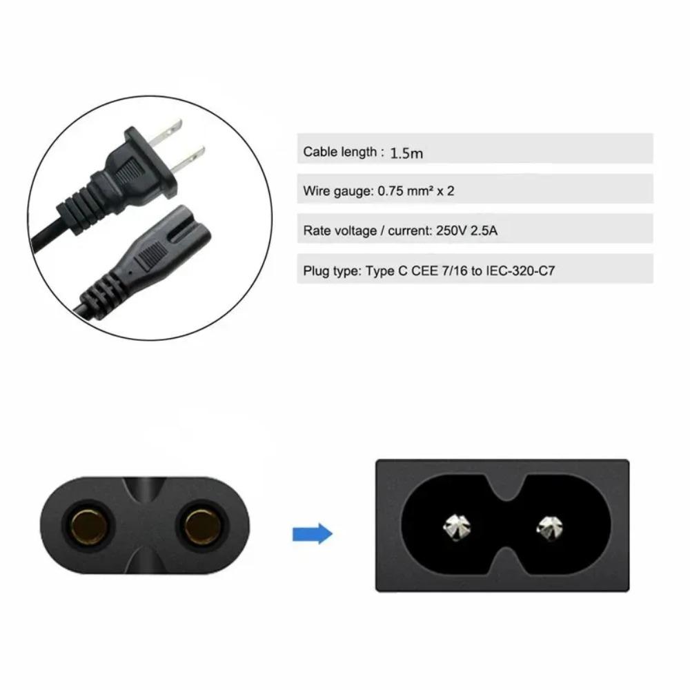 10Pcs EU 2Pin IEC320 C7 Extension Cord Replacement Cable For Laptop Brick Printer Speaker PS4 XBOX LG Home Audio Game Devices