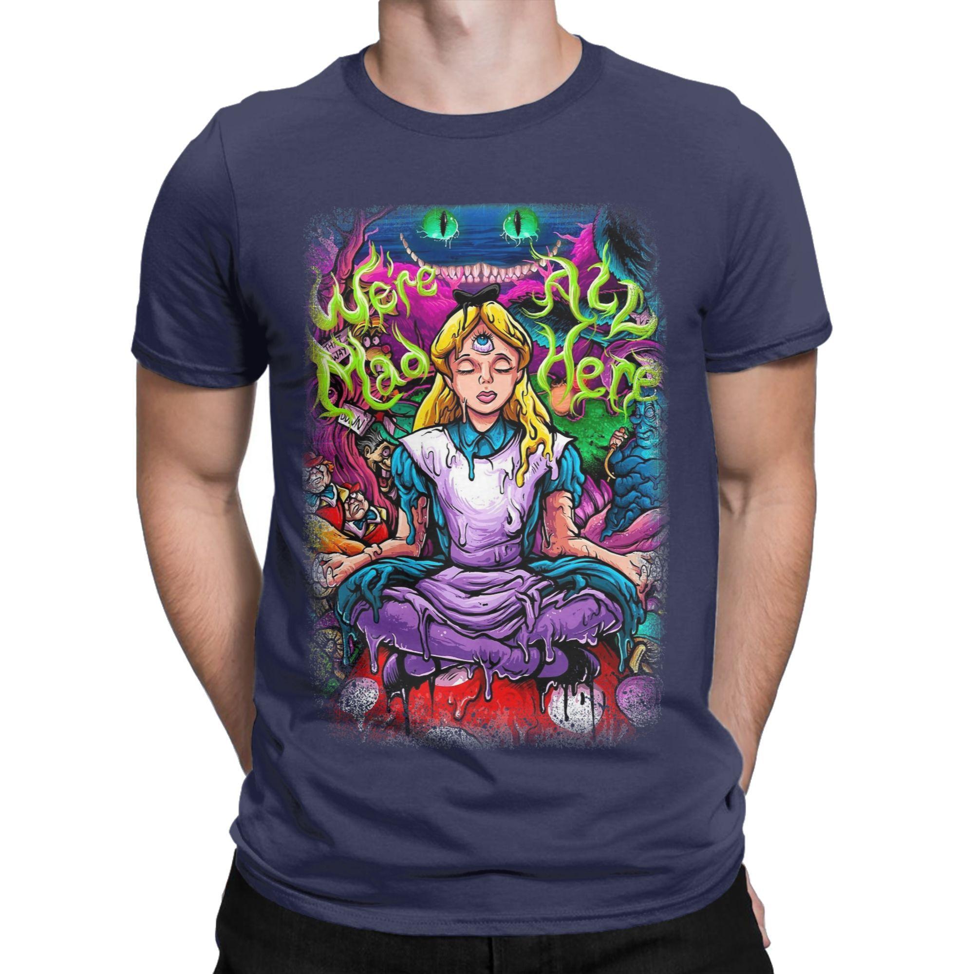 

Men s Alice in Wonderland Trippy T Shirts Pure Cotton Clothing Funny Short Sleeve Round Collar Tee Shirt Gift Idea T-Shirts 4XL