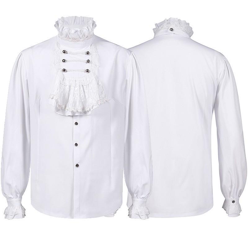 2024 Men s European & American Steampunk Pleated Victorian Shirt XXXL